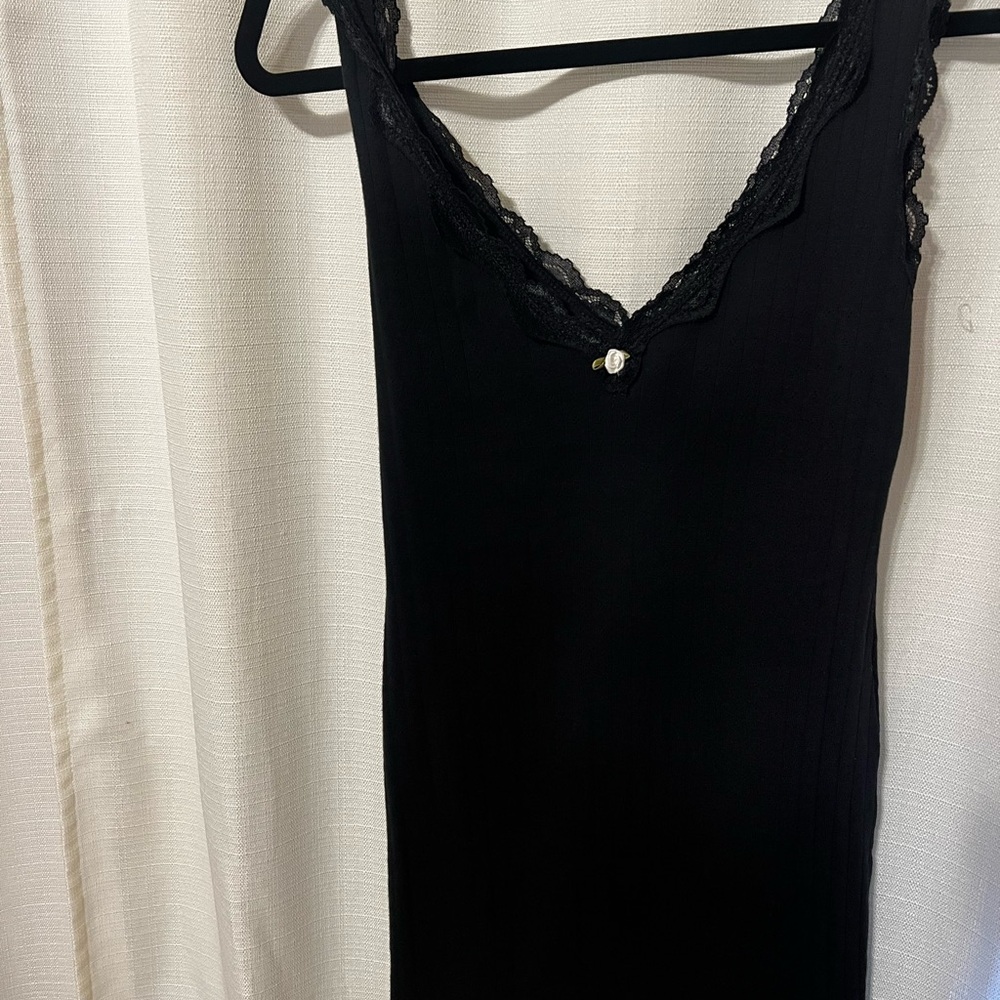 Elegant Black Lace Trim dress